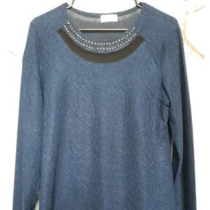 Navy Blue Top with Black Trim